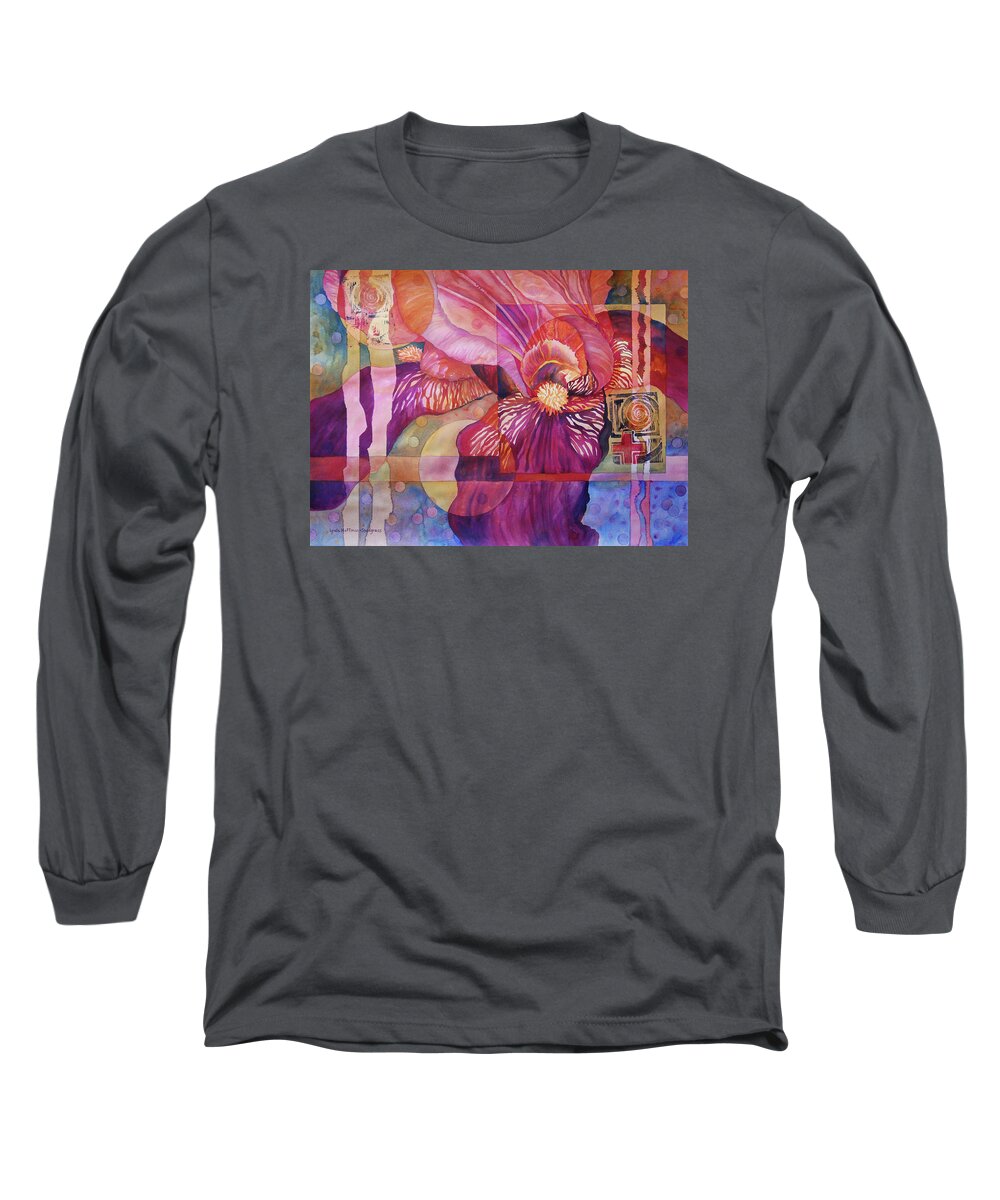 Iris Long Sleeve T-Shirt featuring the painting Iris Delight by Lynda Hoffman-Snodgrass