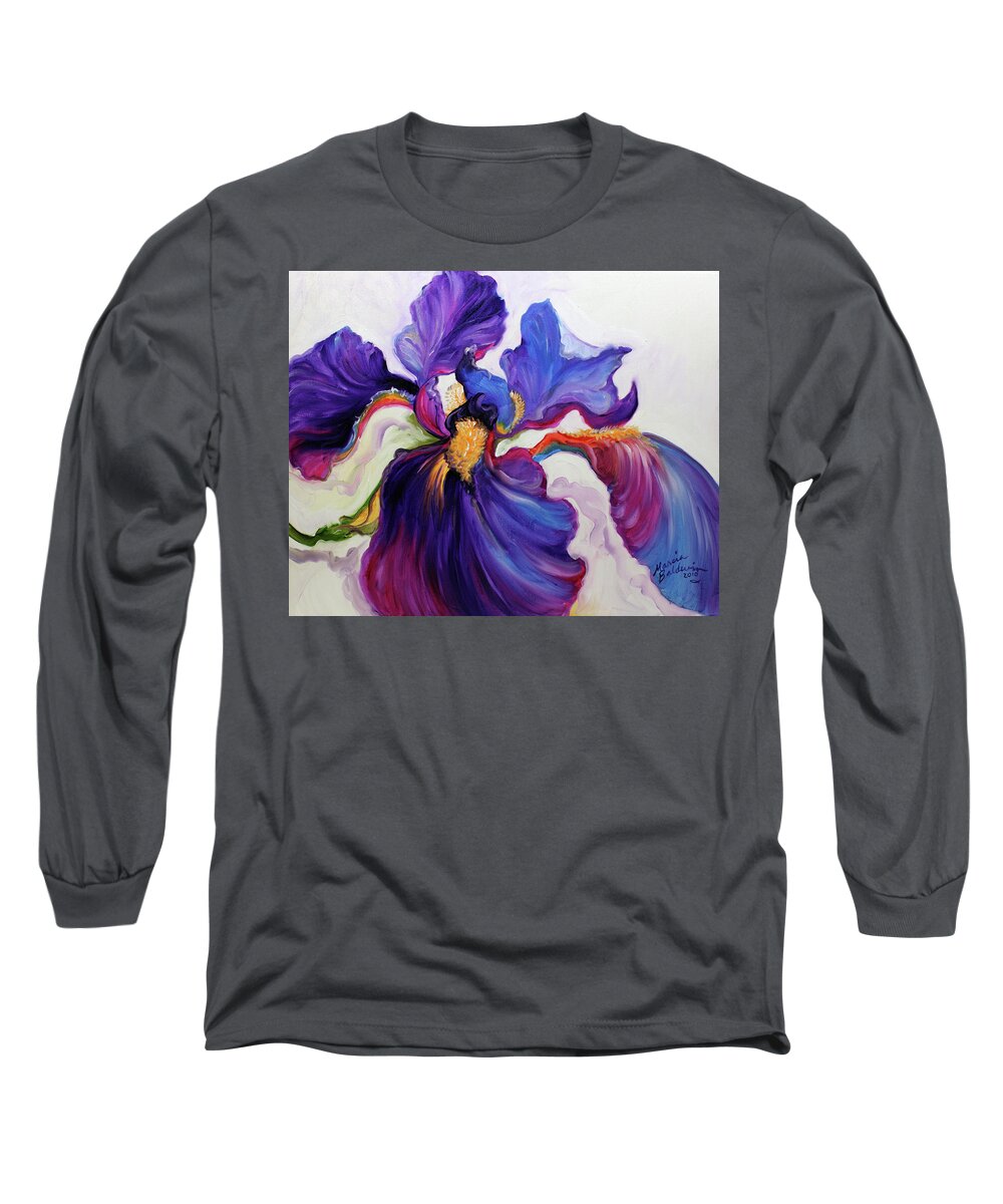 Iris Long Sleeve T-Shirt featuring the painting Iris Serenity by Marcia Baldwin