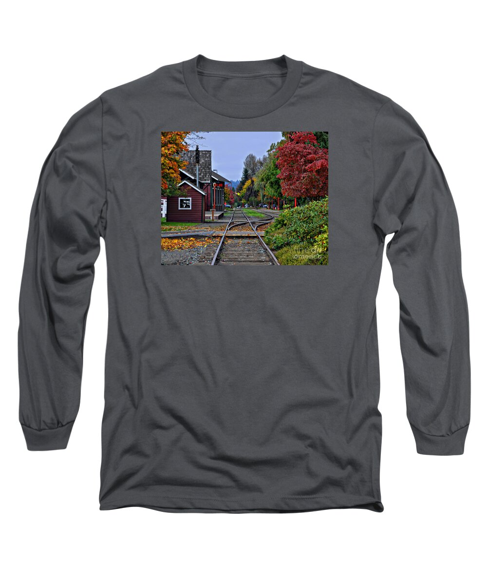 Autumn Colors Long Sleeve T-Shirt featuring the photograph Issaquah Train Station by Kirt Tisdale