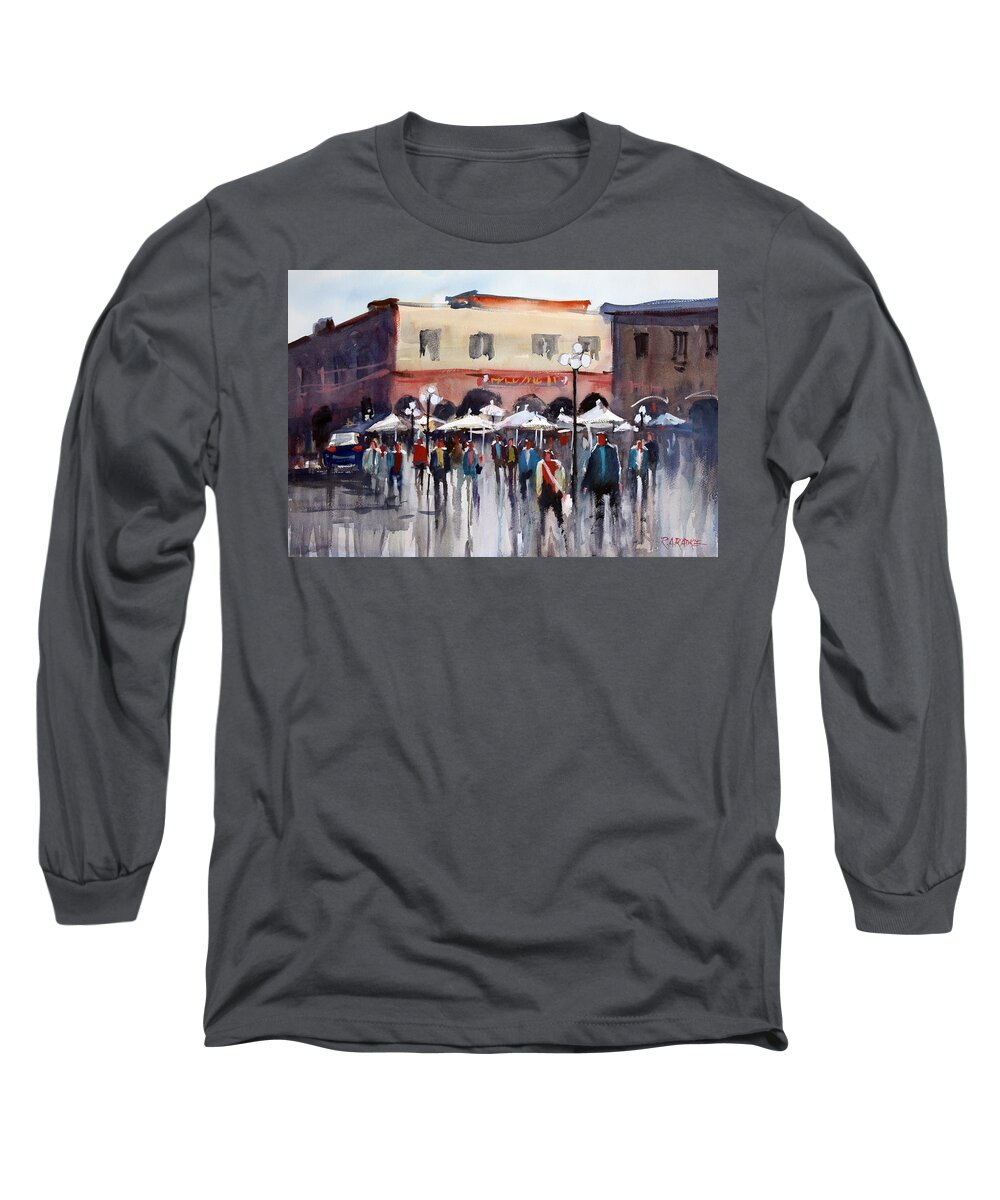 Ryan Radke Long Sleeve T-Shirt featuring the painting Italian Marketplace by Ryan Radke