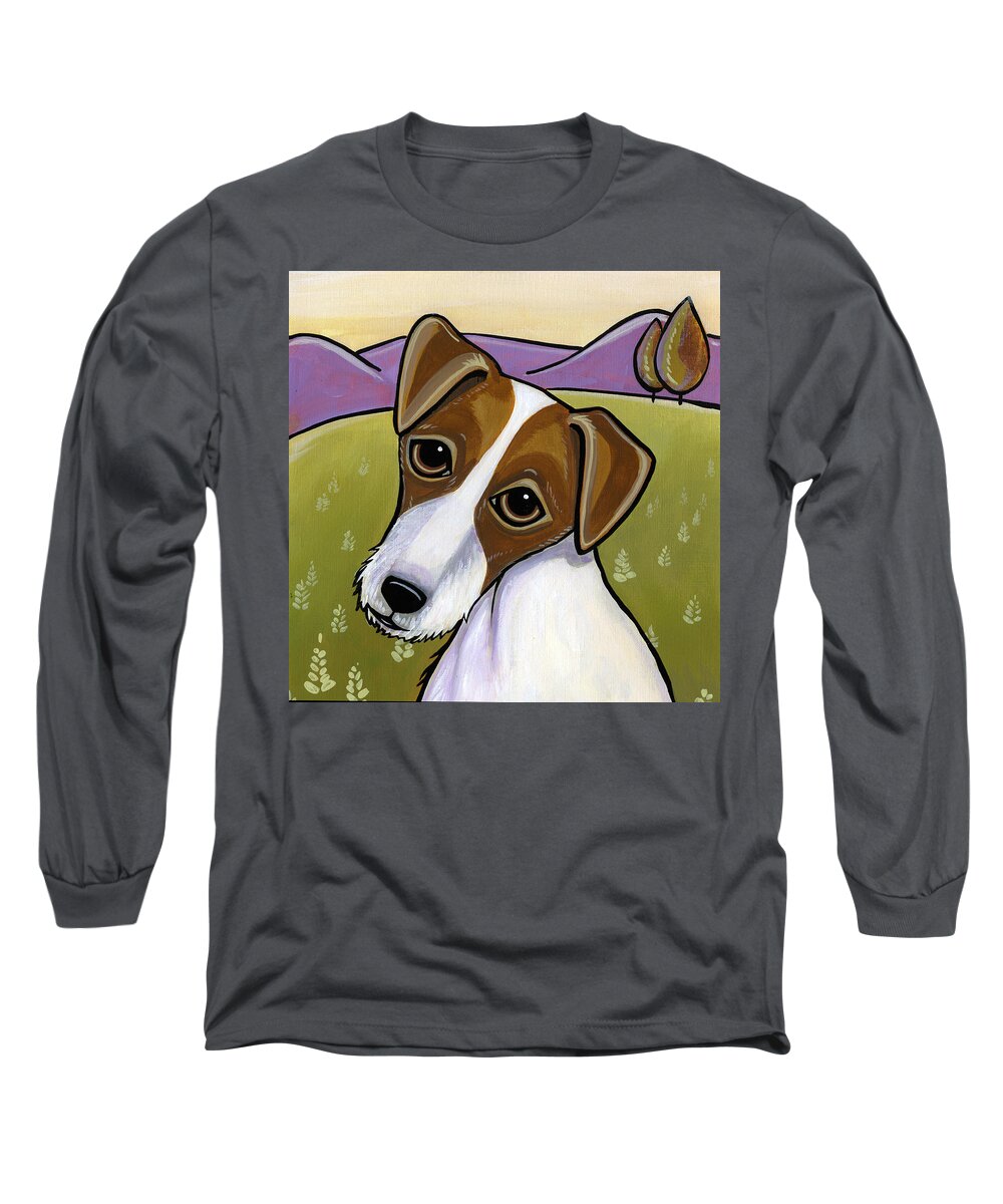 Jack Russell Long Sleeve T-Shirt featuring the painting Jack Russell by Leanne Wilkes