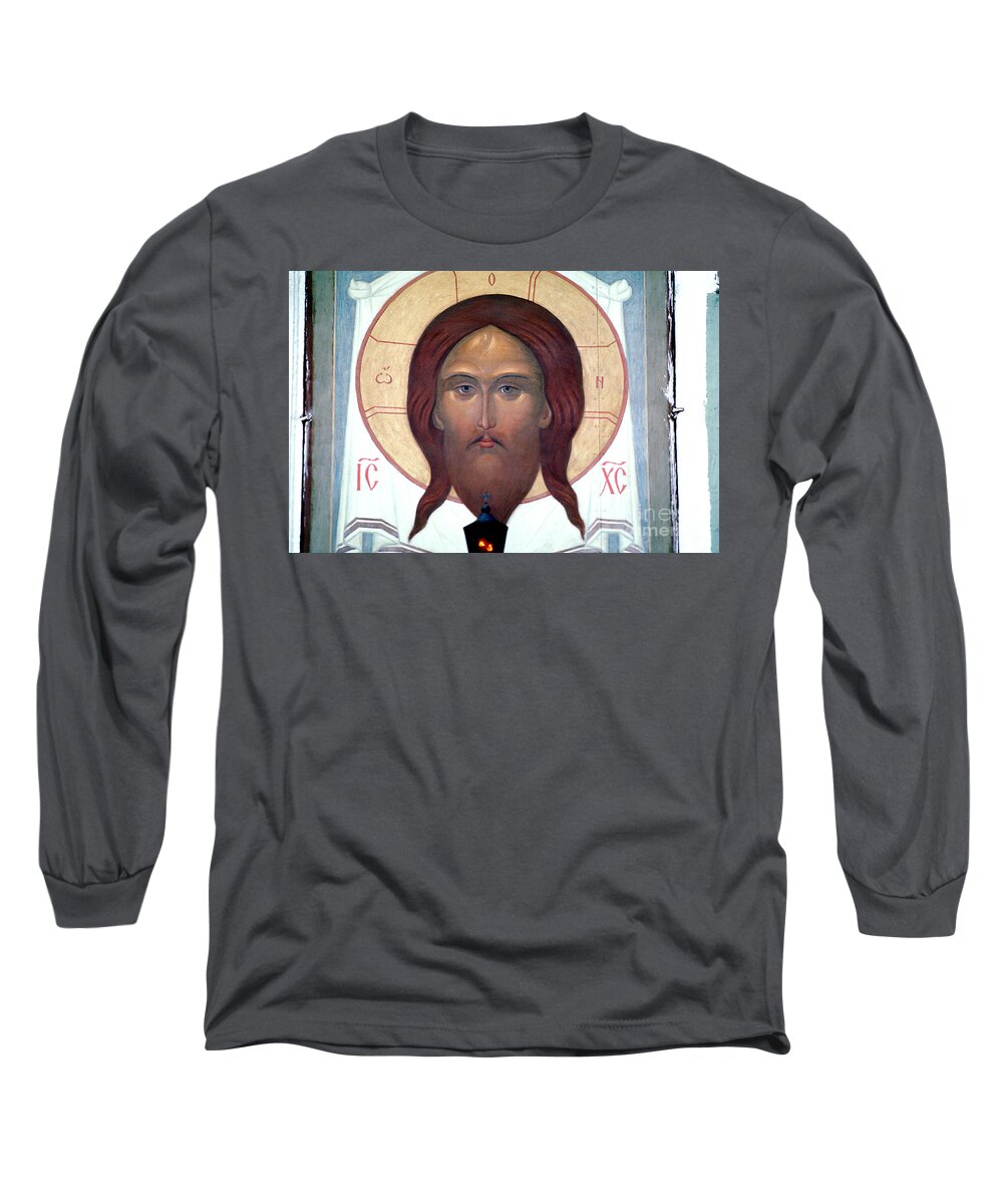 Trinity Lavra Of St. Sergius Long Sleeve T-Shirt featuring the photograph Jesus Icon at the Trinity Lavra of St. Sergius Monastery in Sergiev Posad by Wernher Krutein