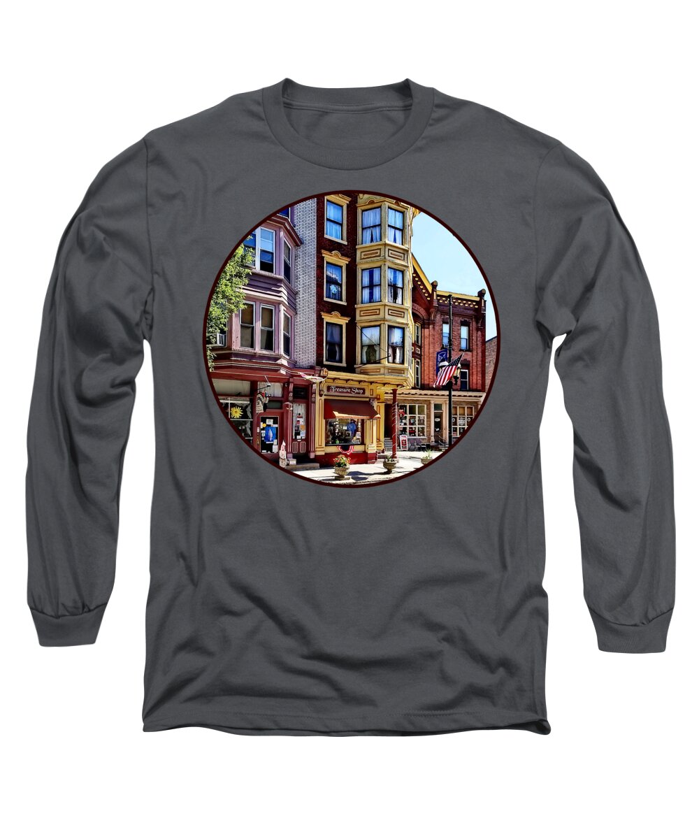 Jim Thorpe Long Sleeve T-Shirt featuring the photograph Jim Thorpe PA - Shops Along Broadway by Susan Savad