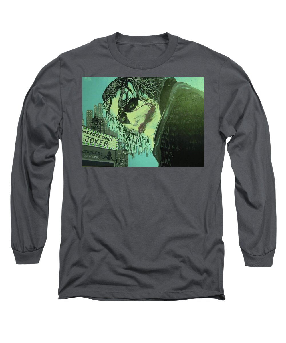 The Joker Long Sleeve T-Shirt featuring the painting Joker by Scott Murphy
