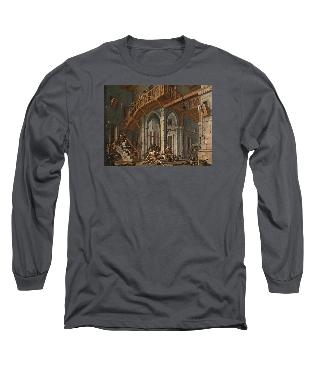 Alessandro Magnasco Long Sleeve T-Shirt featuring the painting Joseph interprets the Dreams of the Pharaoh's Servants whilts in Jail by Alessandro Magnasco