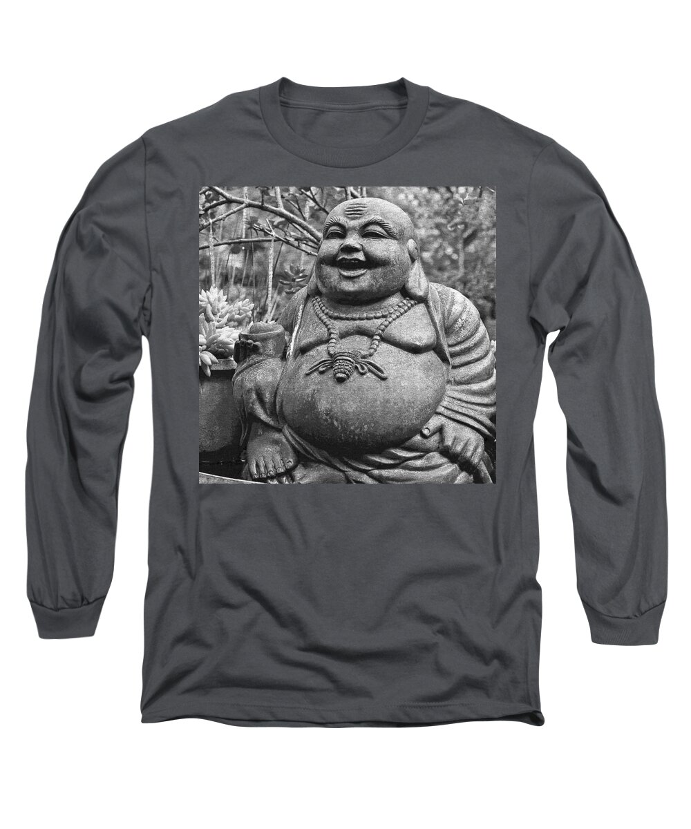 Happy Long Sleeve T-Shirt featuring the photograph Joyful Lord Buddha by Karon Melillo DeVega