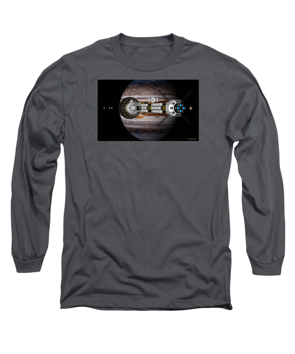 Spaceship Long Sleeve T-Shirt featuring the digital art Jupiter looming by David Robinson
