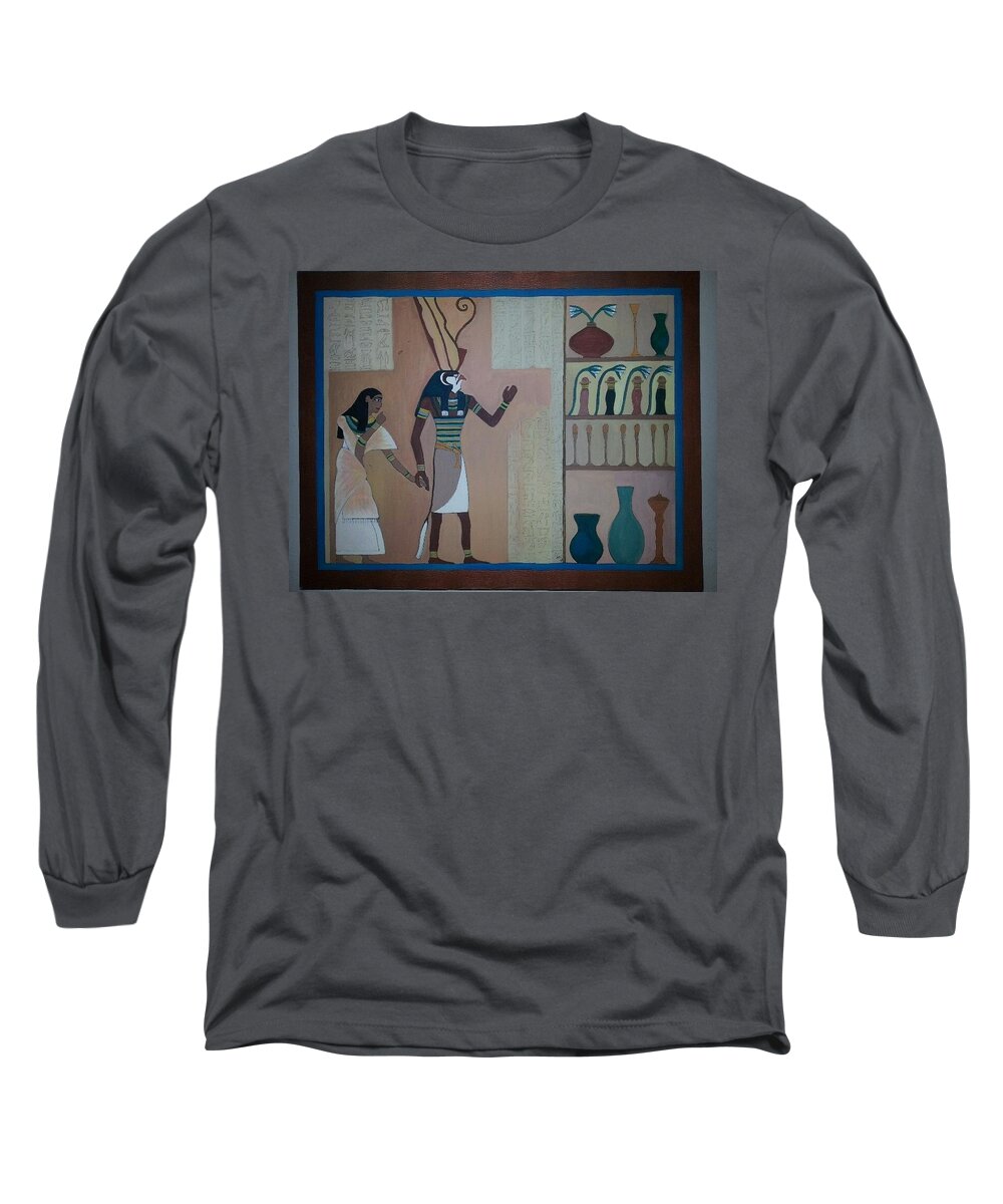#egyptianart #bookofthedeadart #egyptianpaintings #coolart Long Sleeve T-Shirt featuring the painting Just Rewards by Cynthia Silverman