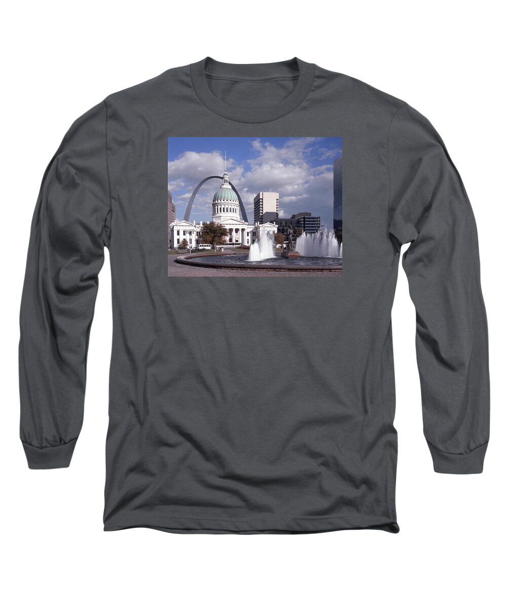 Kiener Plaza Long Sleeve T-Shirt featuring the photograph Kiener Plaza - St Louis by Harold Rau