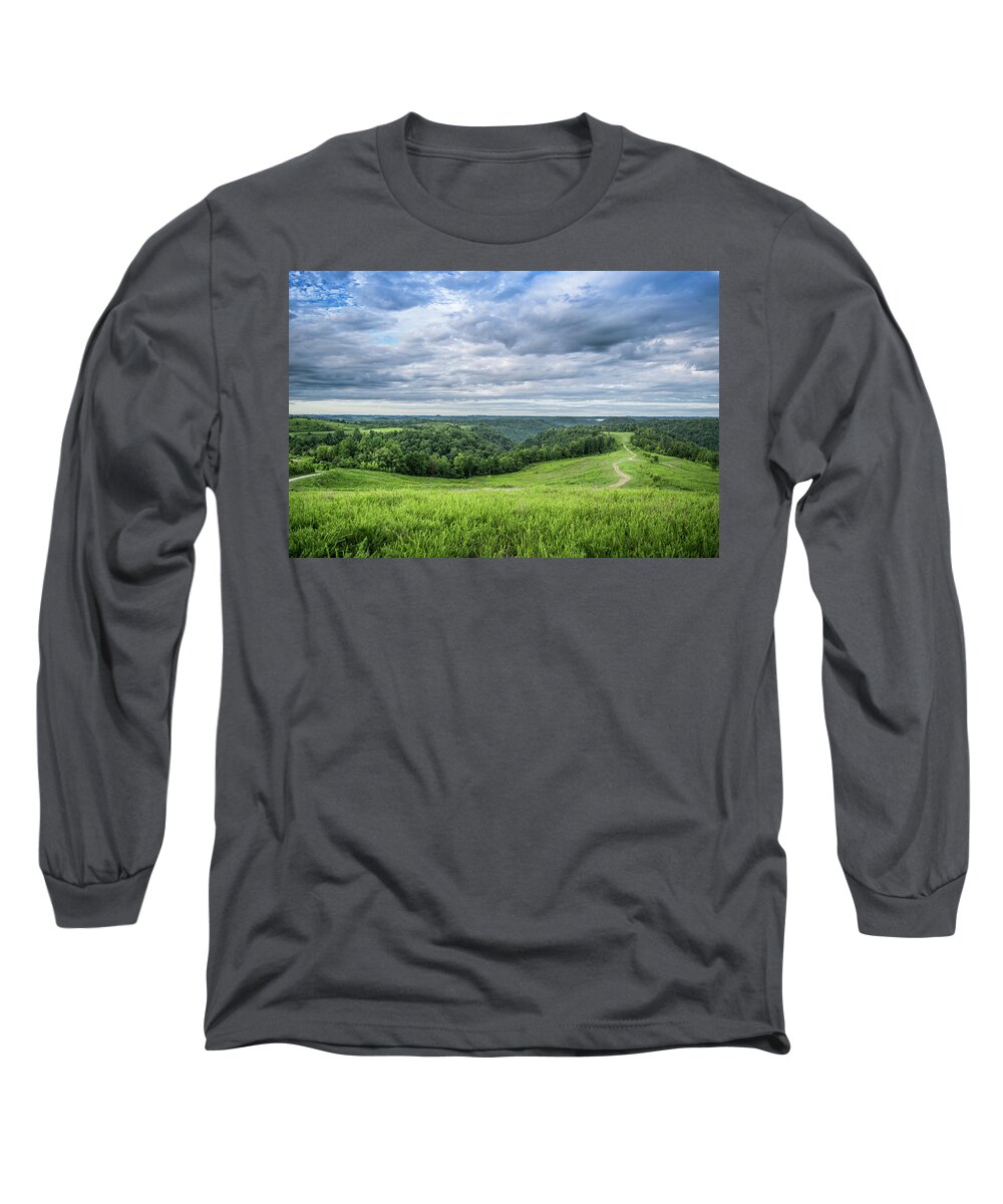 Landscape Long Sleeve T-Shirt featuring the photograph Kentucky Hills and Clouds by Lester Plank