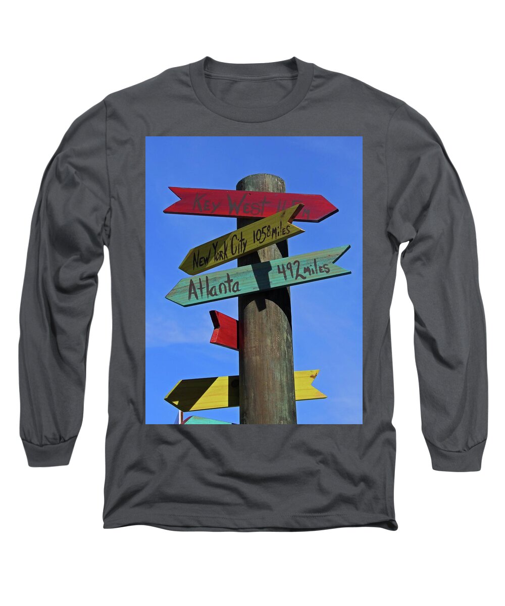 Key West Long Sleeve T-Shirt featuring the photograph Key West 165 Miles II by Michiale Schneider