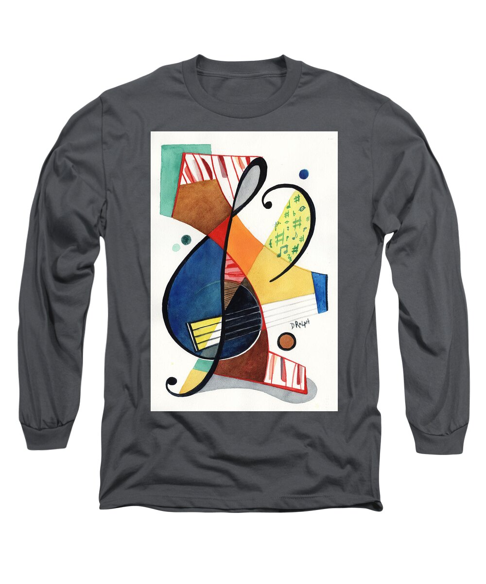 Music Long Sleeve T-Shirt featuring the painting Keys and Clef by David Ralph