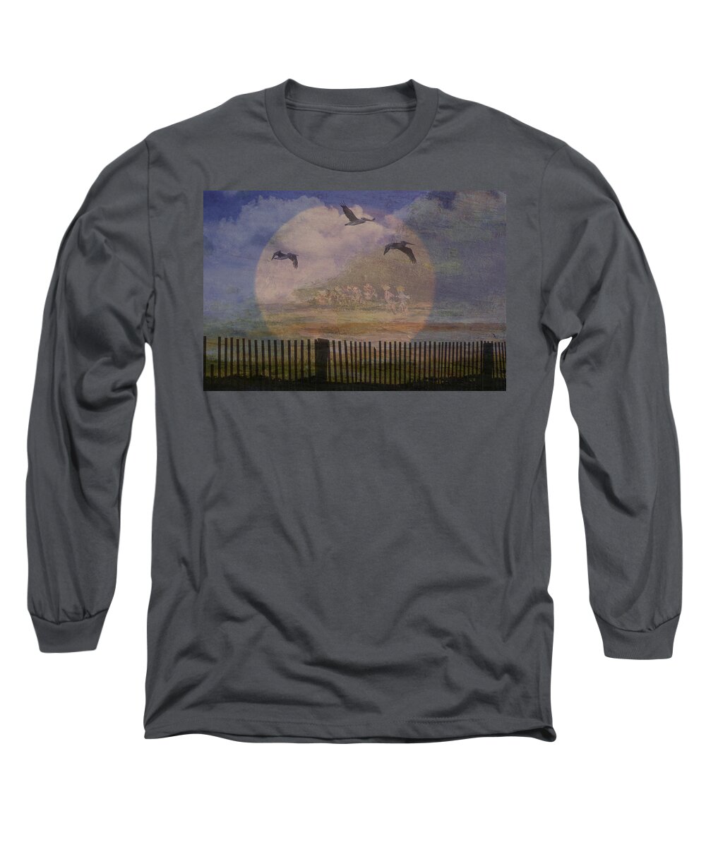 Beach Long Sleeve T-Shirt featuring the painting Kids On The Beach by Mary Hahn Ward