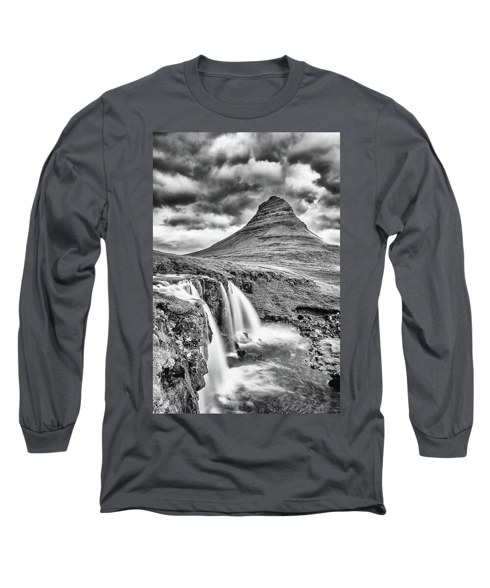 Kirkjufell Mountain Long Sleeve T-Shirt featuring the photograph kirkjufell Mountain Iceland by Greg Wyatt