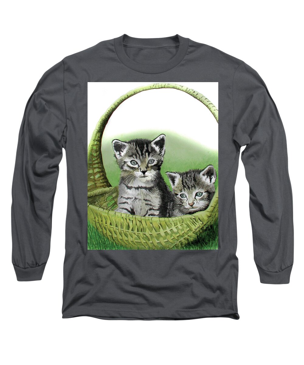 Cat Long Sleeve T-Shirt featuring the painting Kitty Caddy by Ferrel Cordle