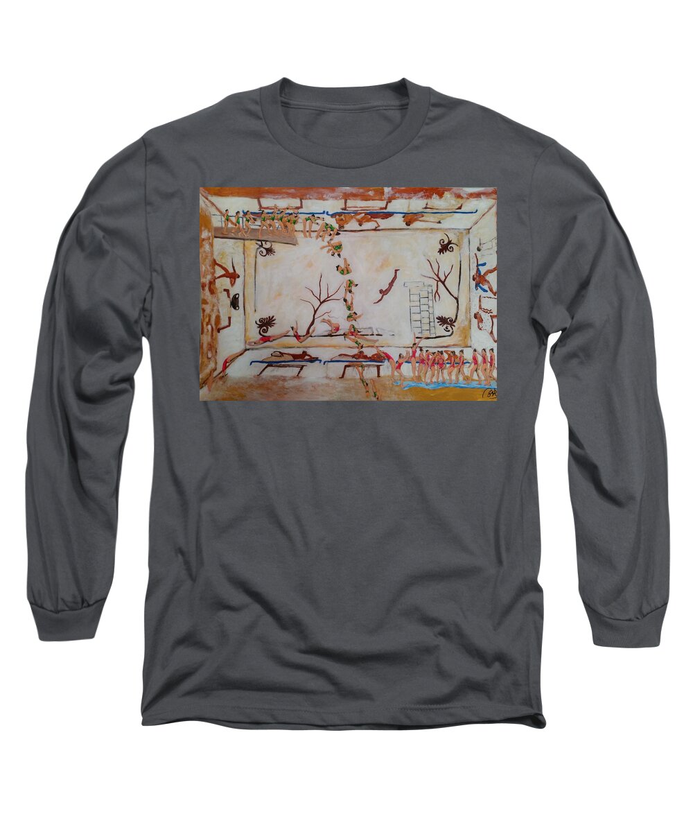 Tree Long Sleeve T-Shirt featuring the painting Kottabos by Bachmors Artist