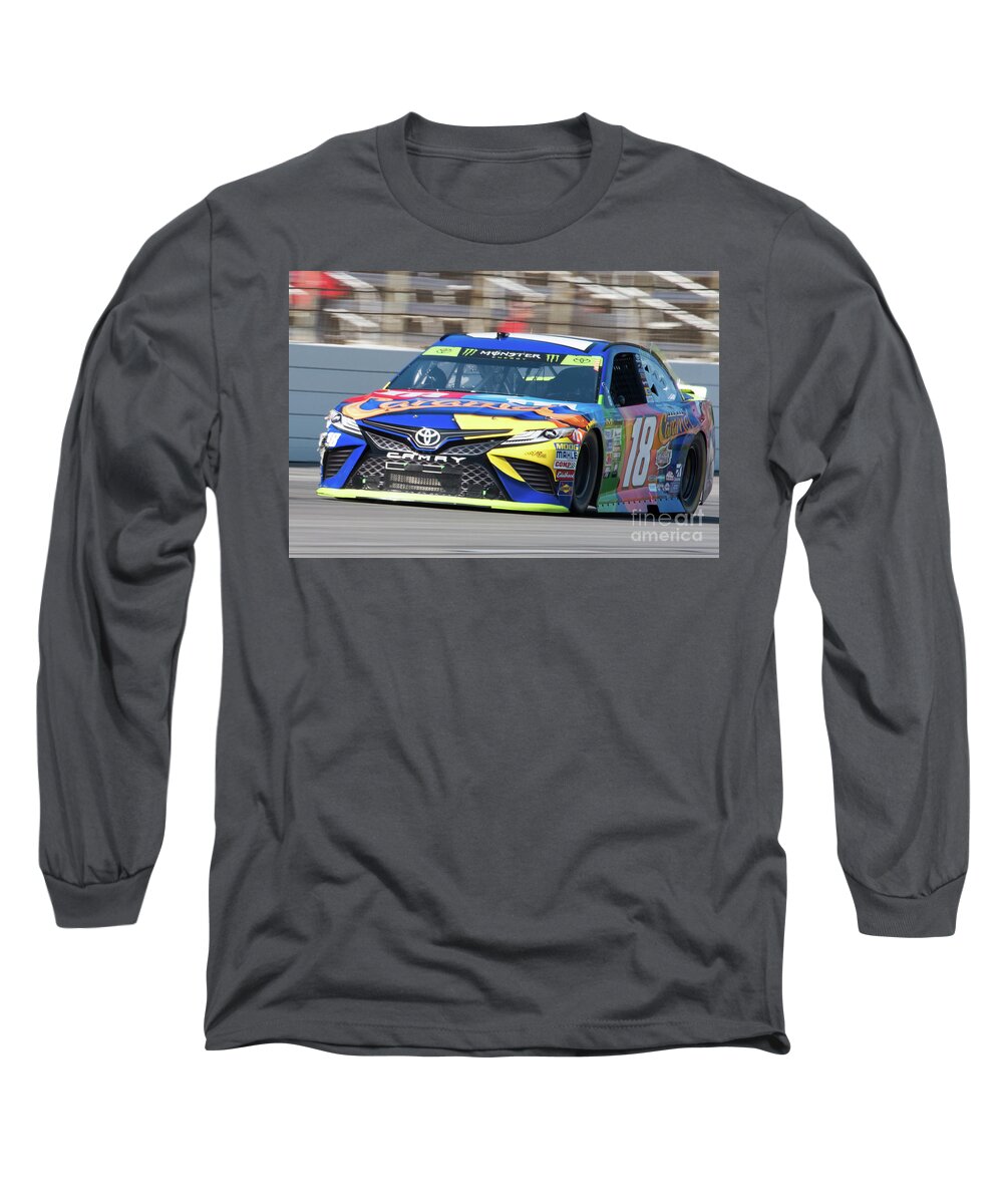 Kyle Busch Long Sleeve T-Shirt featuring the photograph Kyle Busch coming out of turn 1 by Paul Quinn