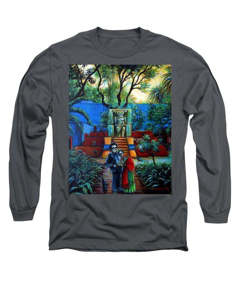 Frida Long Sleeve T-Shirt featuring the painting La Casa Azul by Heather Calderon