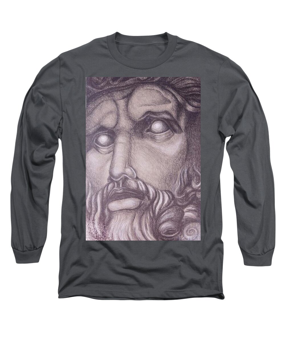 Charcoal Long Sleeve T-Shirt featuring the drawing Lacoon 2 by Susan L Sistrunk
