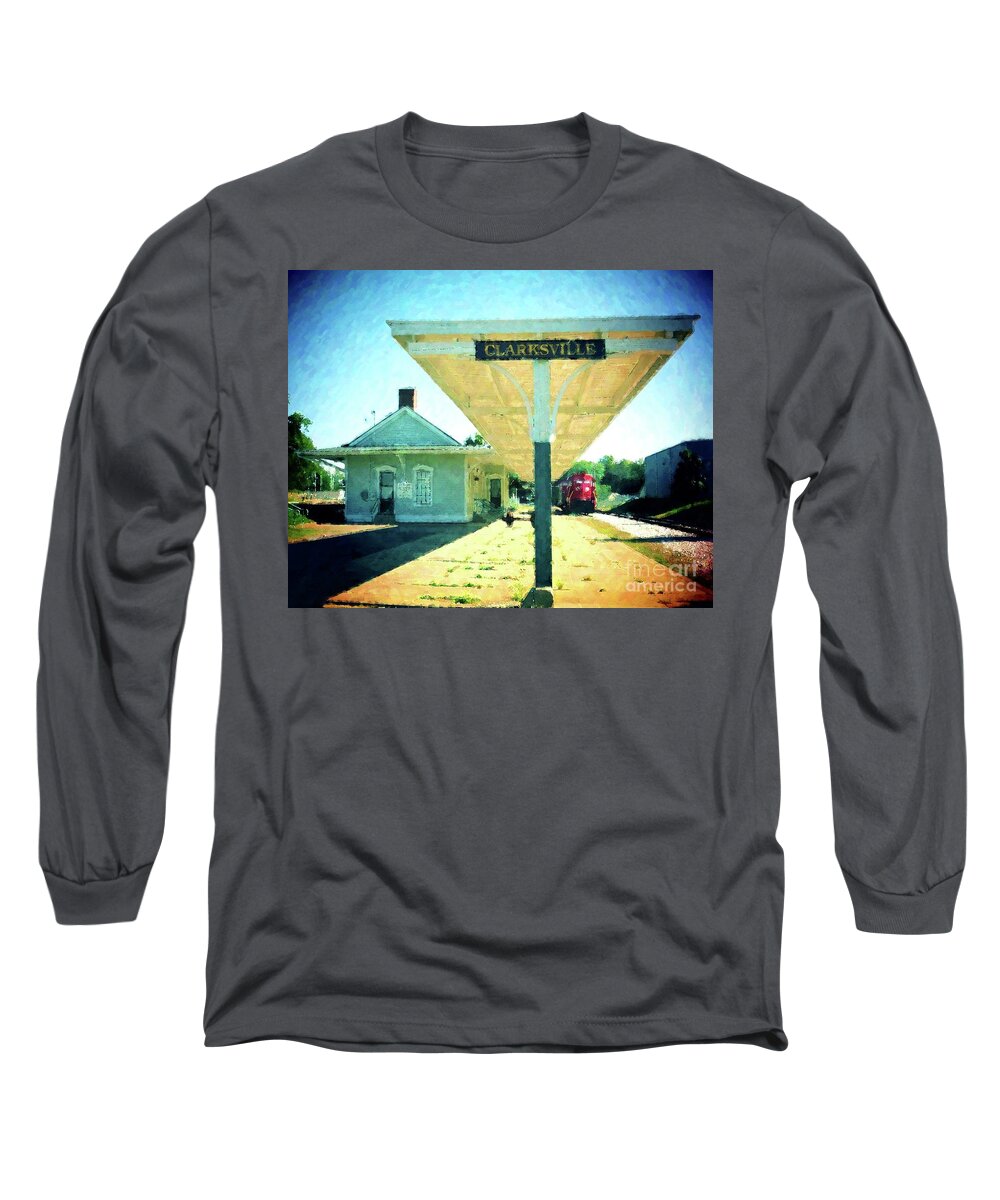 Last Train To Clarksville Long Sleeve T-Shirt featuring the painting Last Train To Clarksville by Desiree Paquette