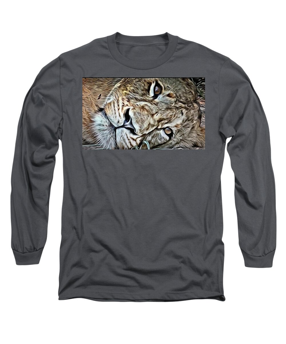 Lion Long Sleeve T-Shirt featuring the photograph Lazy Lion by Gini Moore