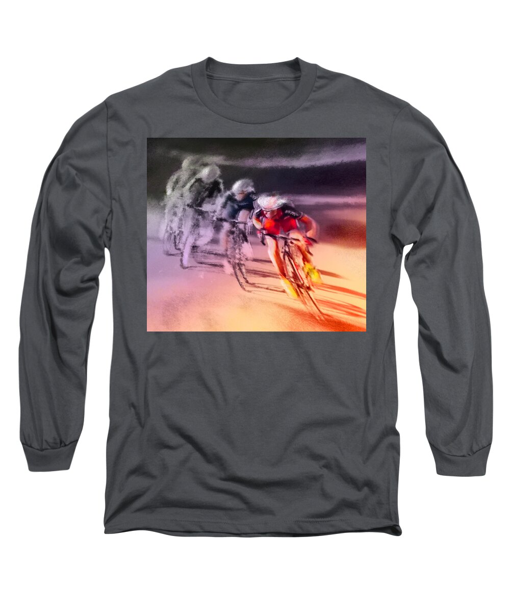 Sports Long Sleeve T-Shirt featuring the painting Le Tour de France 13 by Miki De Goodaboom