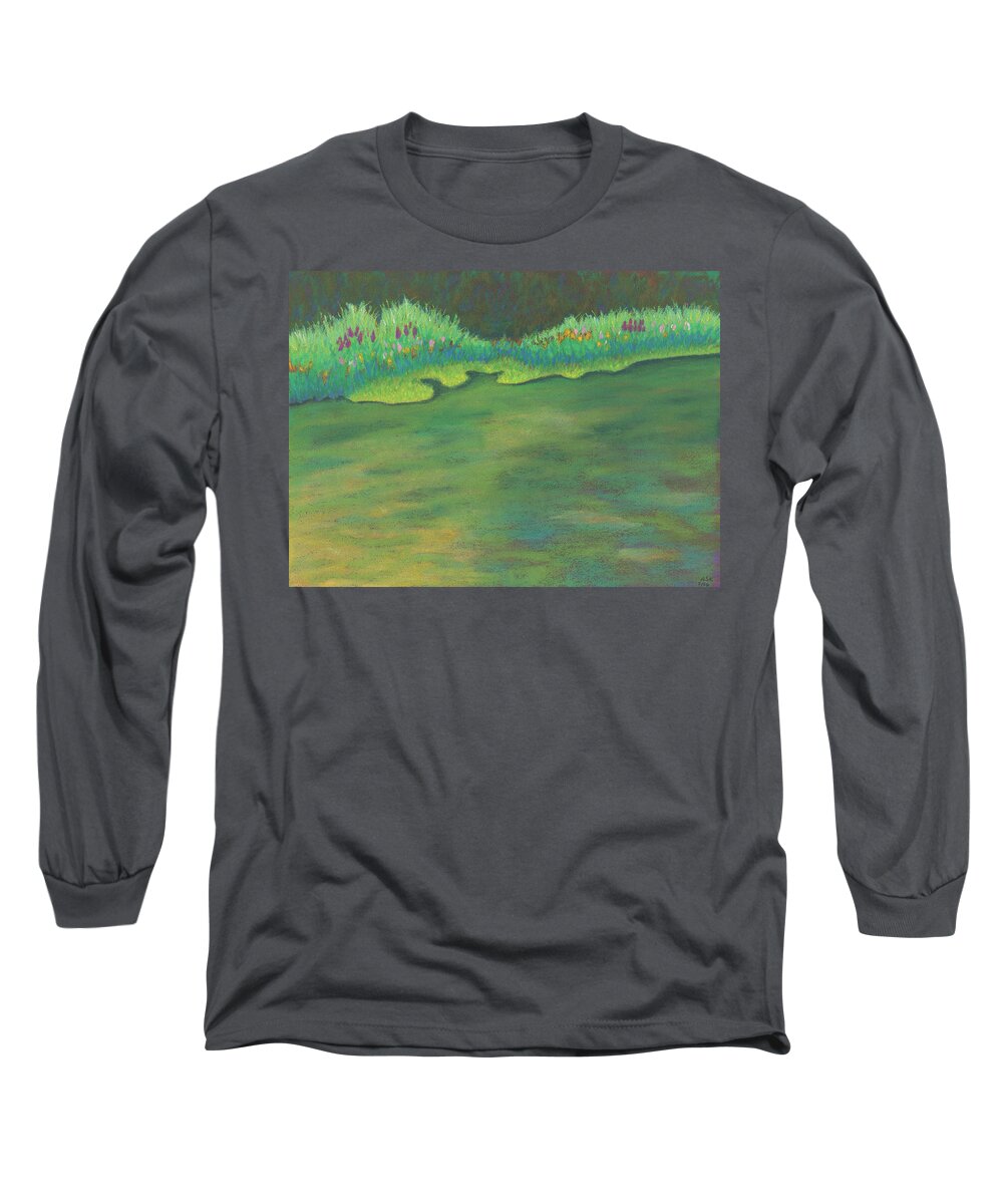 Art Long Sleeve T-Shirt featuring the pastel Lenox Audubon Pond 3 by Anne Katzeff