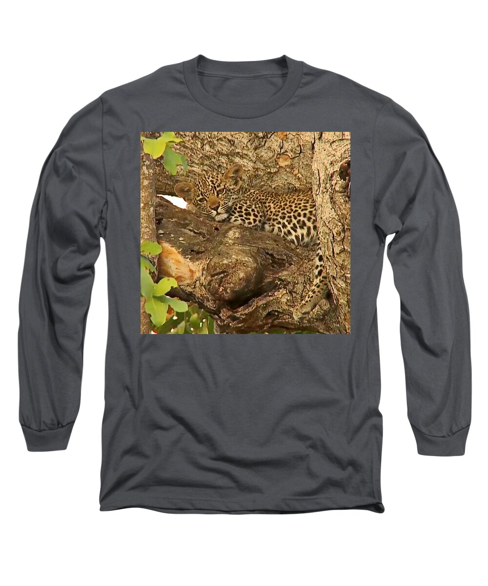 Leopard Long Sleeve T-Shirt featuring the photograph Leopard Cub by Gini Moore