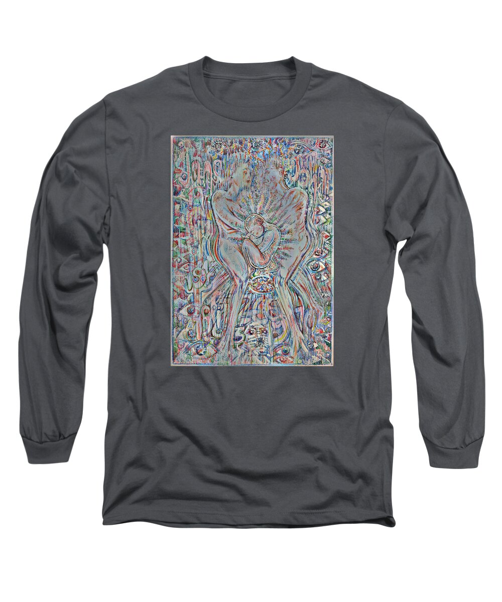 Abstract Long Sleeve T-Shirt featuring the mixed media Life Series 4 by Giovanni Caputo
