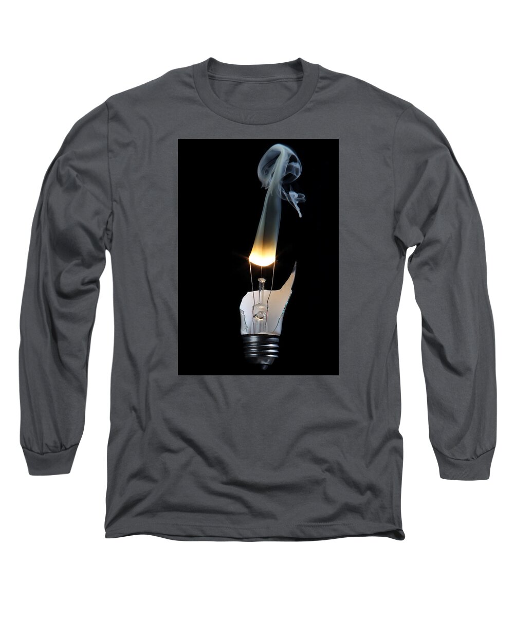 Bulb Long Sleeve T-Shirt featuring the photograph Light and Smoke by Robert Och
