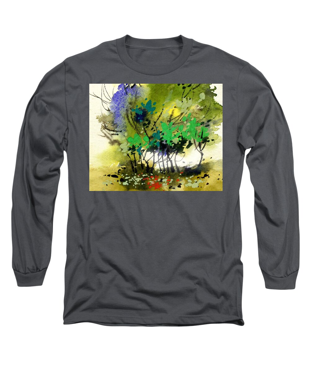 Nature Long Sleeve T-Shirt featuring the painting Light in Trees by Anil Nene