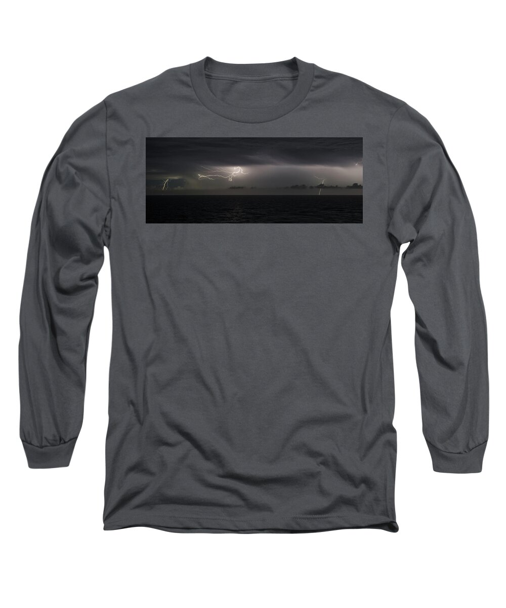 Lightning Long Sleeve T-Shirt featuring the photograph Lightning at Sea II by William Dickman
