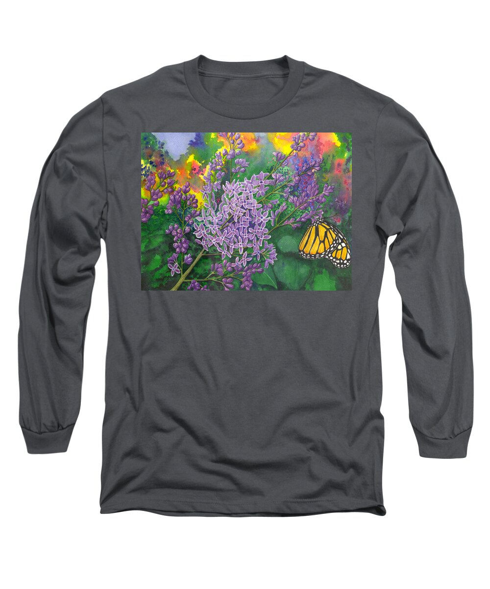 Lilac Long Sleeve T-Shirt featuring the painting Lilac by Catherine G McElroy