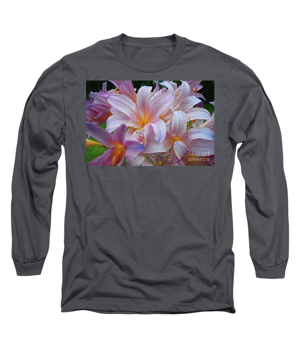 Daylily Long Sleeve T-Shirt featuring the photograph Lily Lavender Closeup by George D Gordon III