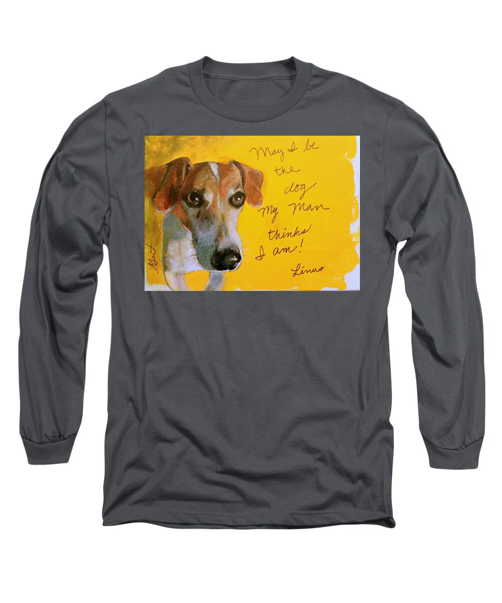Pet Long Sleeve T-Shirt featuring the painting Linus by Gertrude Palmer