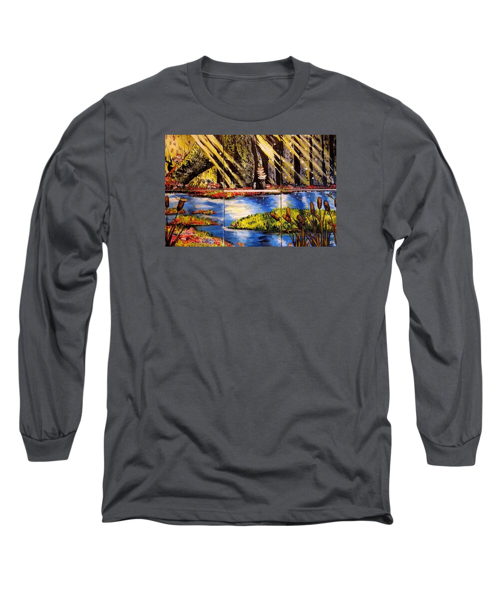 Landscape Long Sleeve T-Shirt featuring the painting Lisas Neck of the Woods by Alexandria Weaselwise Busen