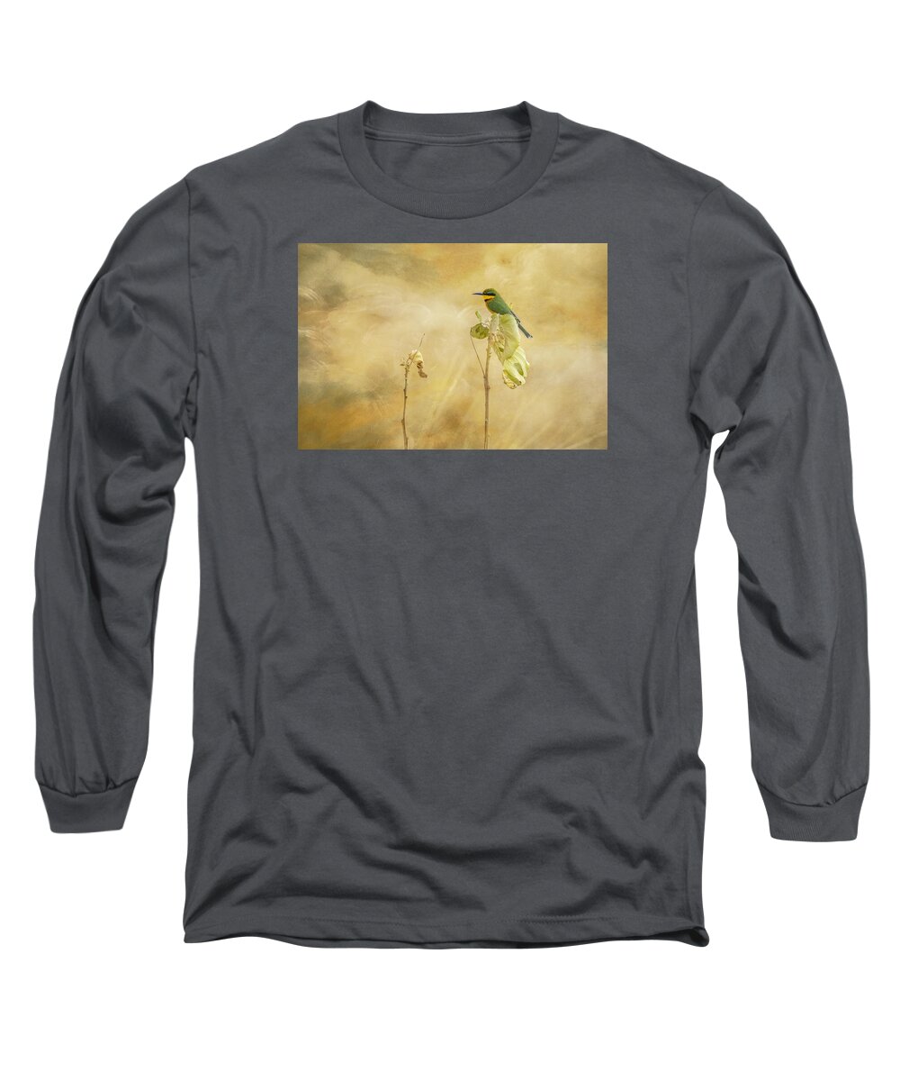 Little Bee-eater Long Sleeve T-Shirt featuring the tapestry - textile Little Bee-eater by Kathy Adams Clark