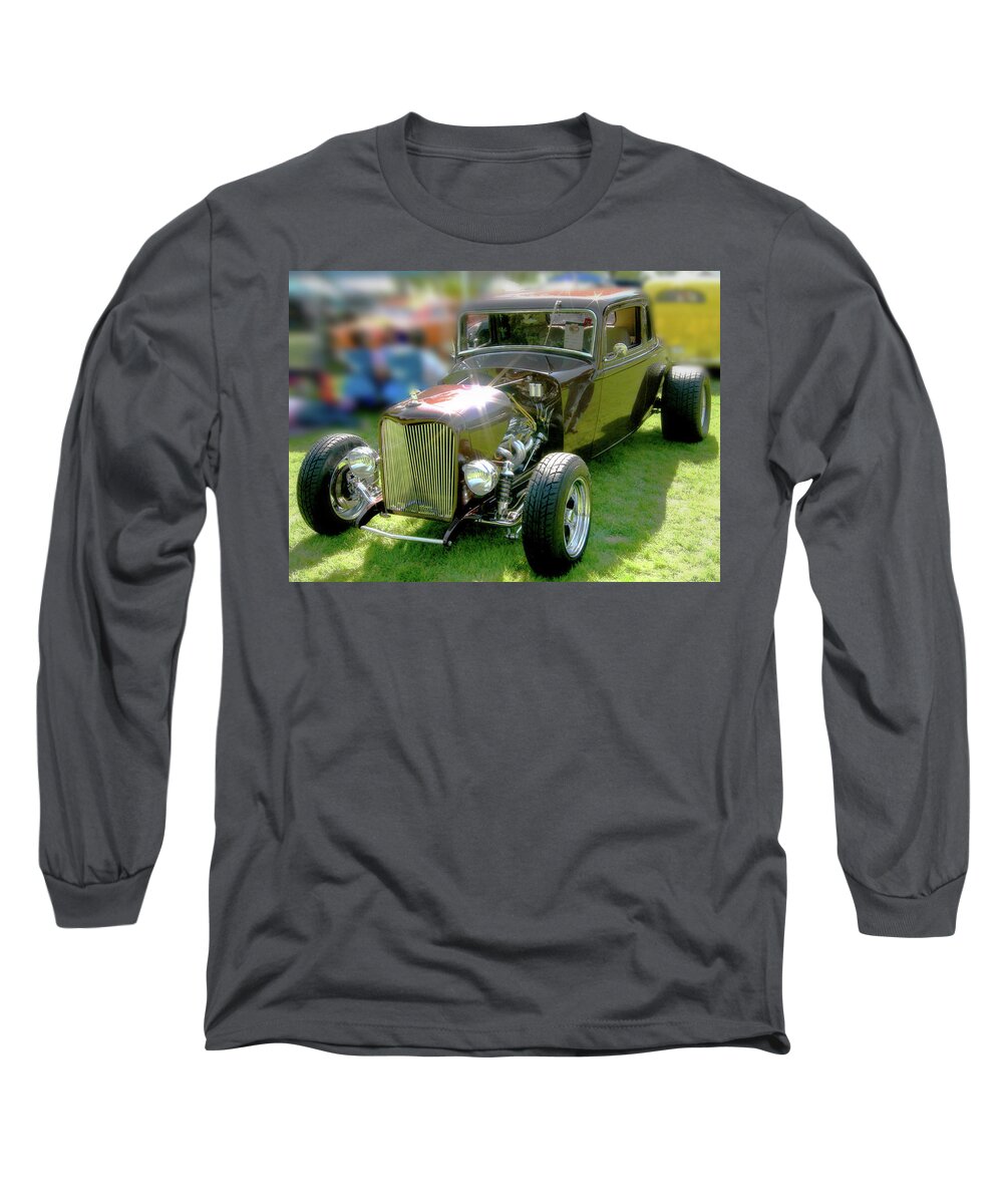 Little Deuce Coupe In Brown Long Sleeve T-Shirt featuring the digital art Little Deuce Coupe In Root Beer Brown by Gary Baird