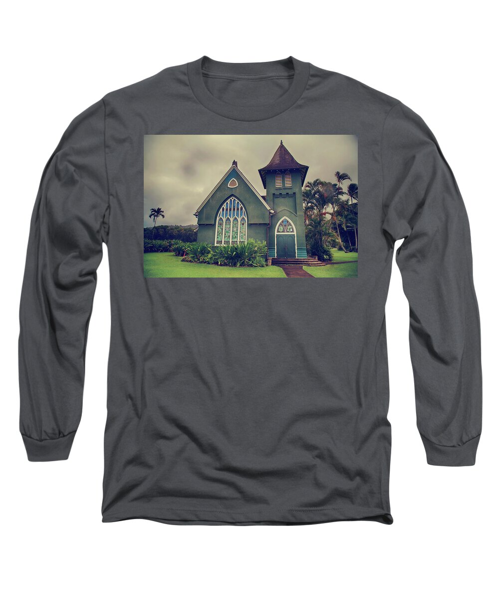 Hanalei Long Sleeve T-Shirt featuring the photograph Little Green Church by Laurie Search