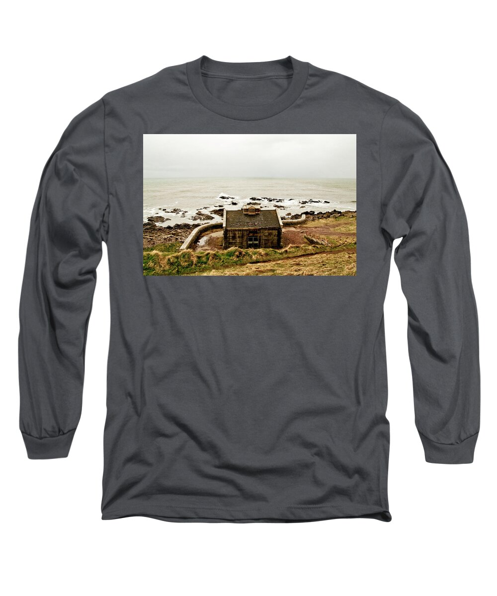 Nigg Bay Long Sleeve T-Shirt featuring the photograph Little House at The Nigg Bay. by Elena Perelman