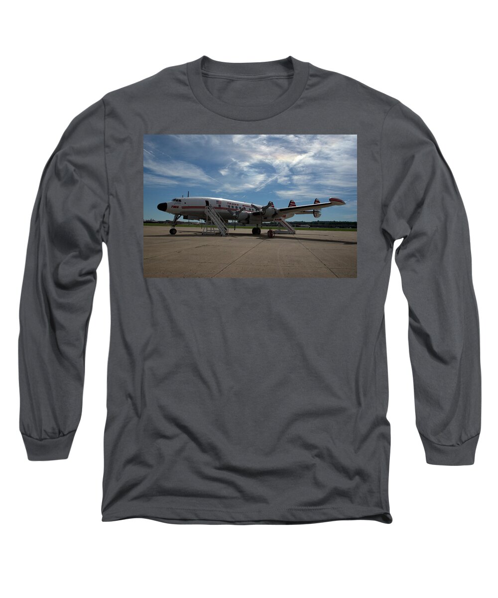Lockheed Long Sleeve T-Shirt featuring the photograph Lockheed Constellation Super G by Tim McCullough
