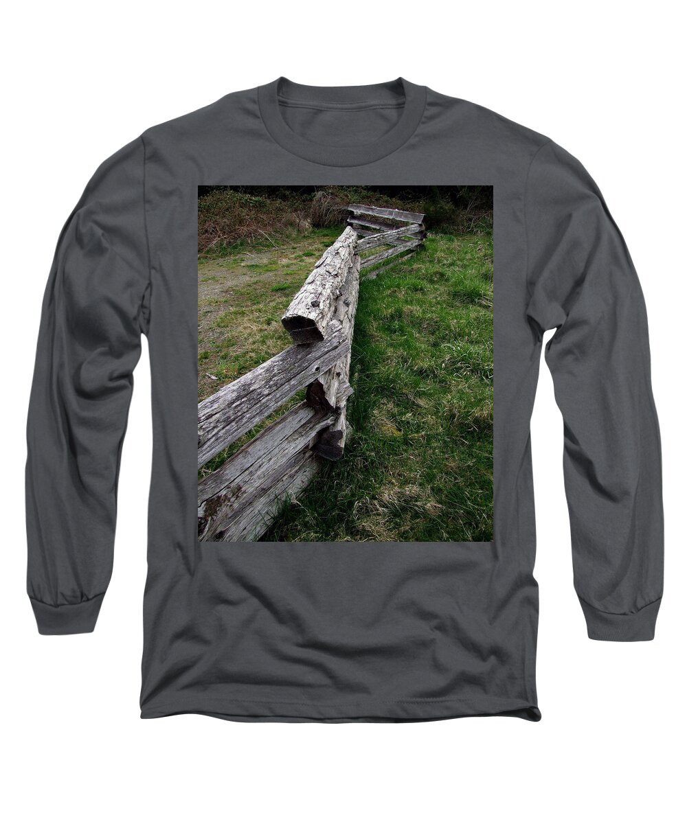 Wood Framed Prints Long Sleeve T-Shirt featuring the photograph Log fence by Ron Roberts