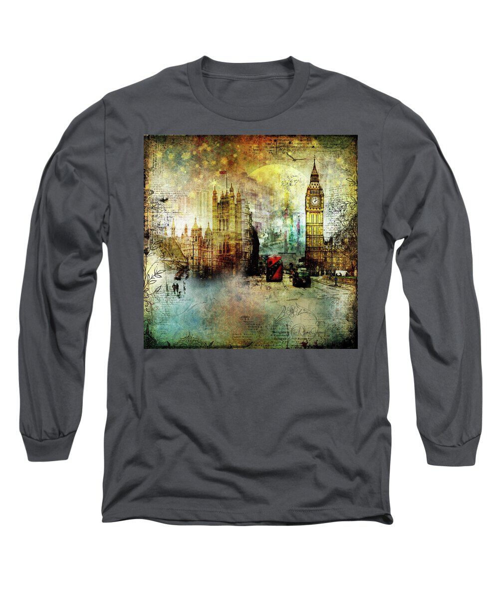 London Long Sleeve T-Shirt featuring the digital art London Lights by Nicky Jameson