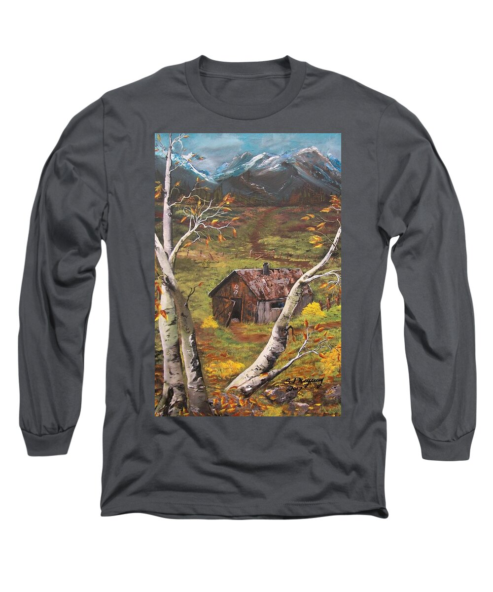 Cabin Long Long Sleeve T-Shirt featuring the painting Still Standing by Sharon Duguay