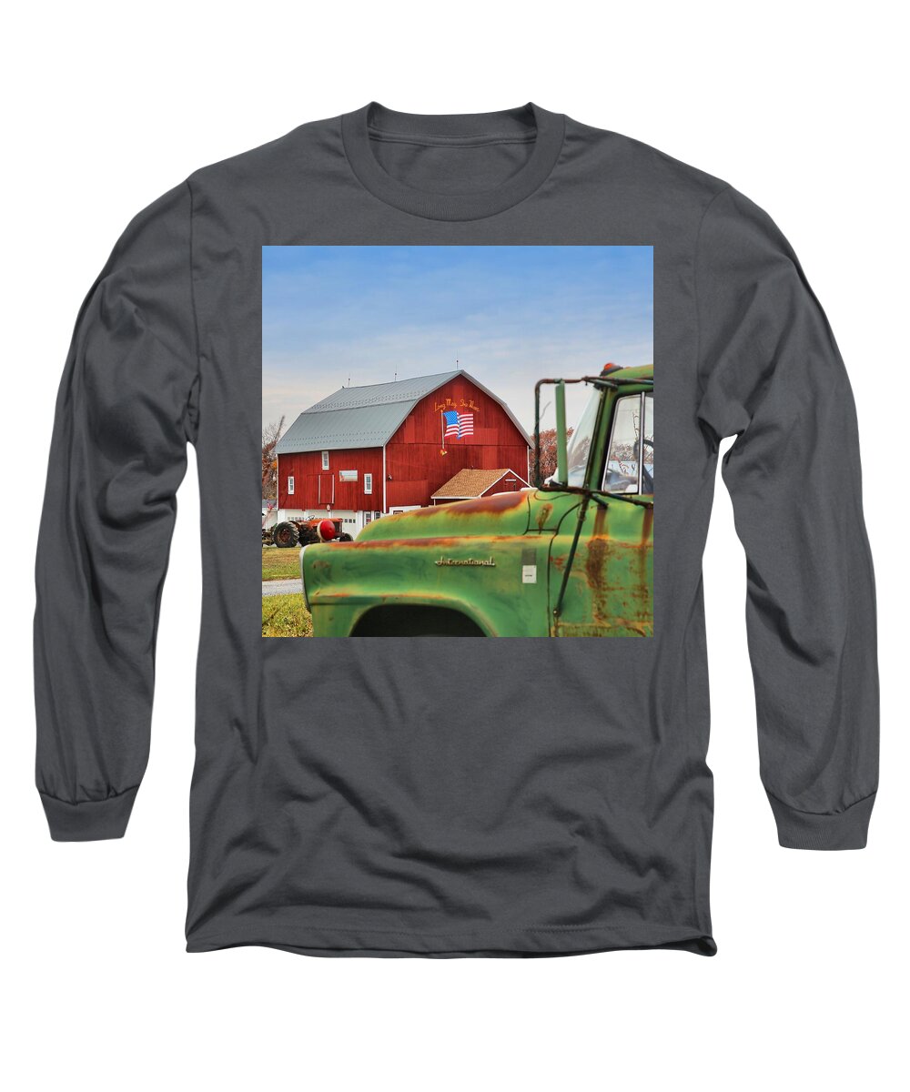 Americana Long Sleeve T-Shirt featuring the photograph Long May She Wave by DJ Florek