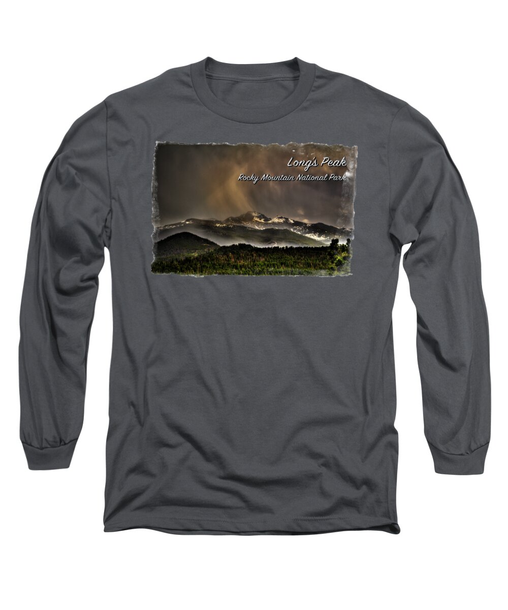 Colorado Long Sleeve T-Shirt featuring the photograph Long's Peak in Haze by Roger Passman