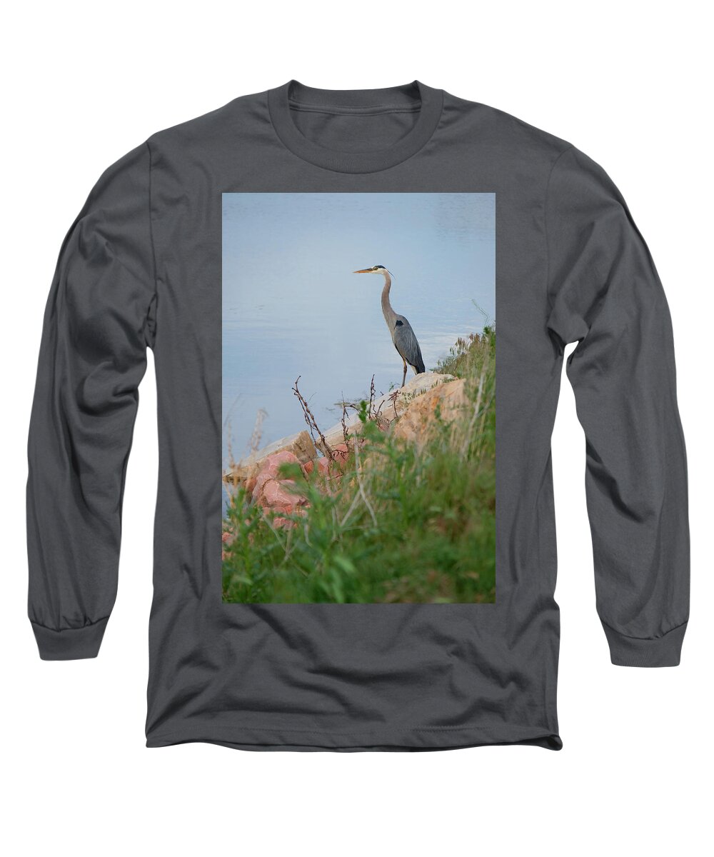 Heron Long Sleeve T-Shirt featuring the photograph Lookout by Jessica Myscofski