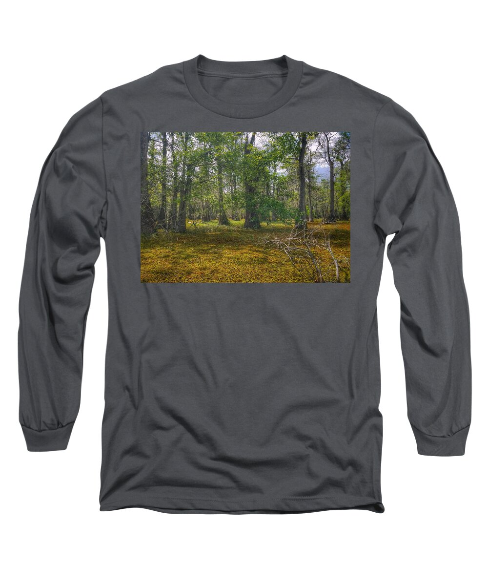Blue Long Sleeve T-Shirt featuring the photograph Louisiana Swamp by Mary Capriole