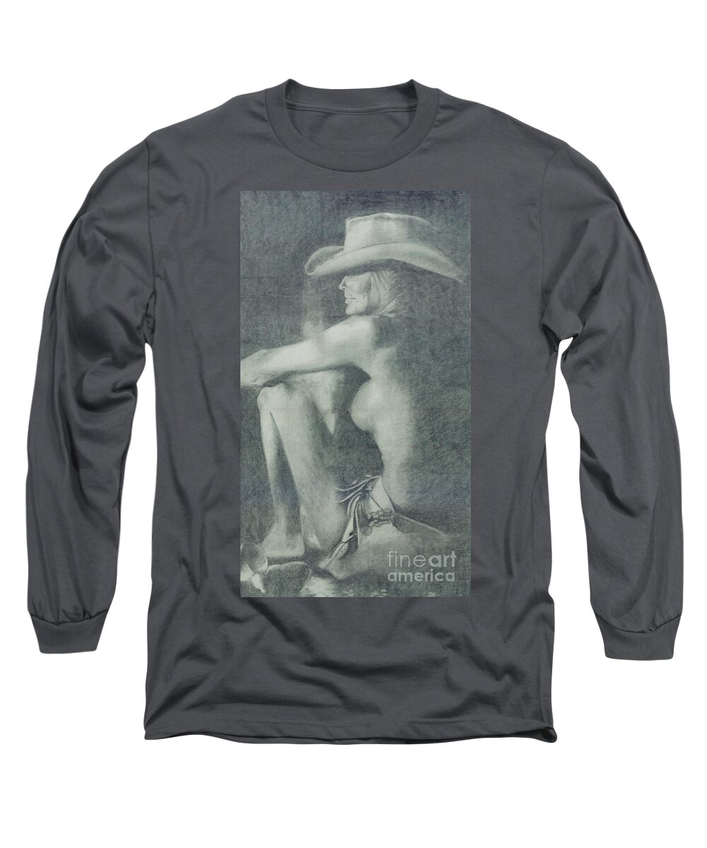 Cowgirls Long Sleeve T-Shirt featuring the painting Love Those Cowgirls by Frances Marino