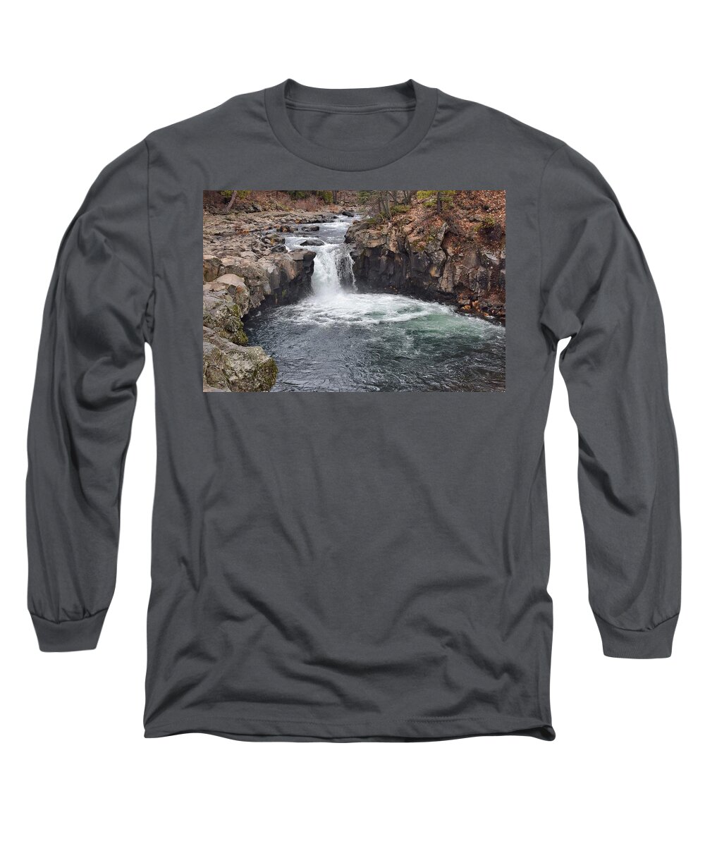 Lower Mccloud Falls Long Sleeve T-Shirt featuring the photograph Lower McCloud Falls by Maria Jansson
